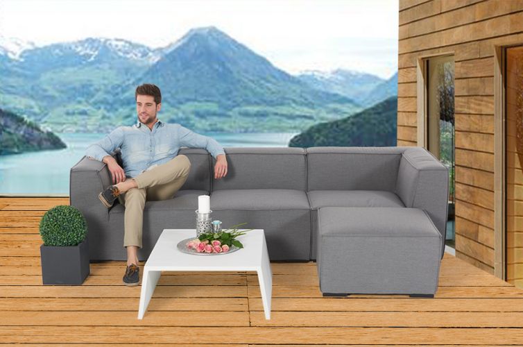Adriane Outdoor Stoff Lounge grau - Ansicht 4