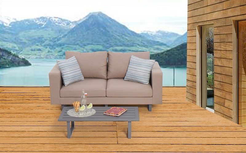 Gartensofa wetterfest Stofflounge Andorra sandbraun - Ansicht 3