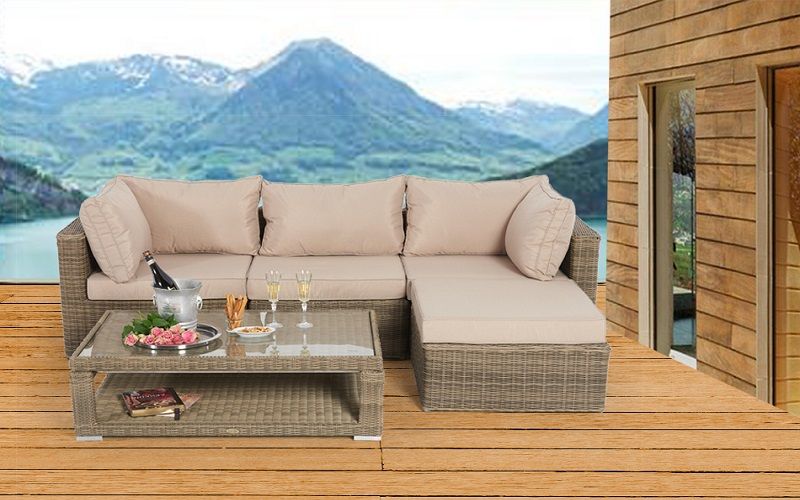 Rattan Gartenlounge Alicia aus rundem Rattan - Ansicht 6