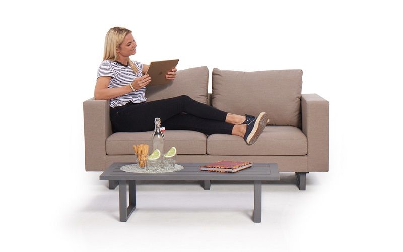 Gartensofa wetterfest Stofflounge Andorra sandbraun