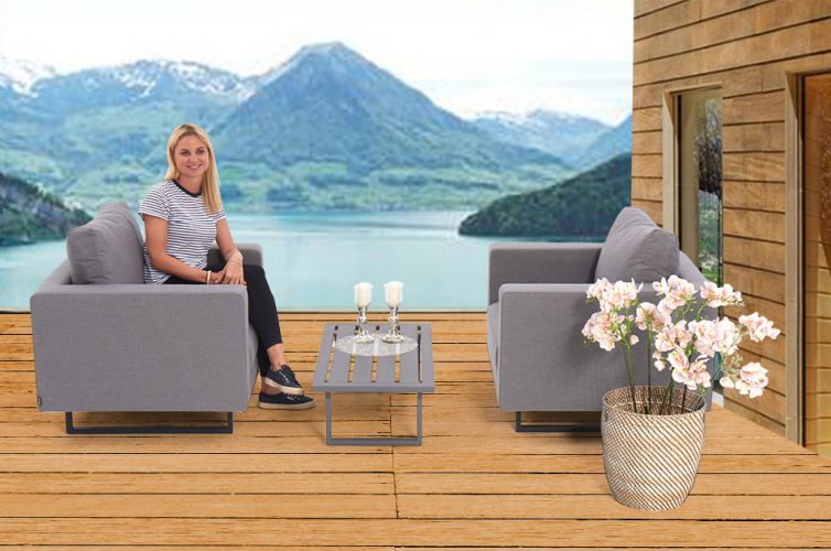 Lounge Set Bora Outdoor Sessel grau - Ansicht 2