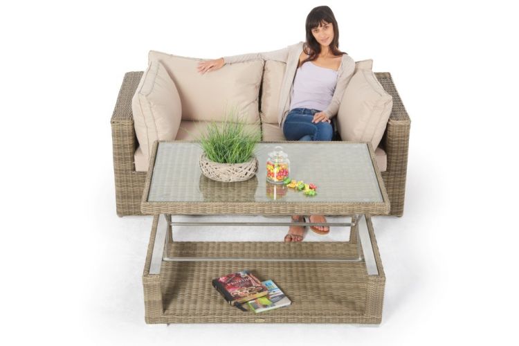 Rattan Lounge rundes Geflecht Brandy