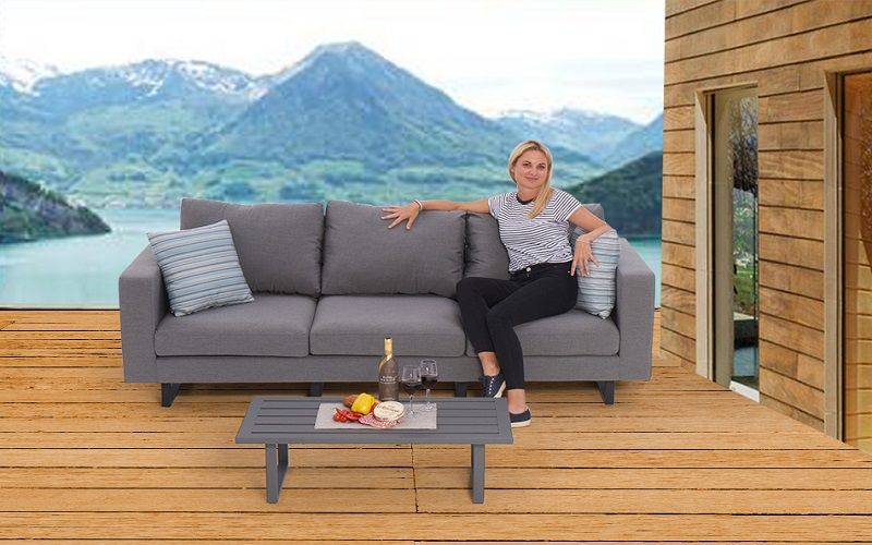 Gartenlounge 3er Capri Sofa grau - Ansicht 2