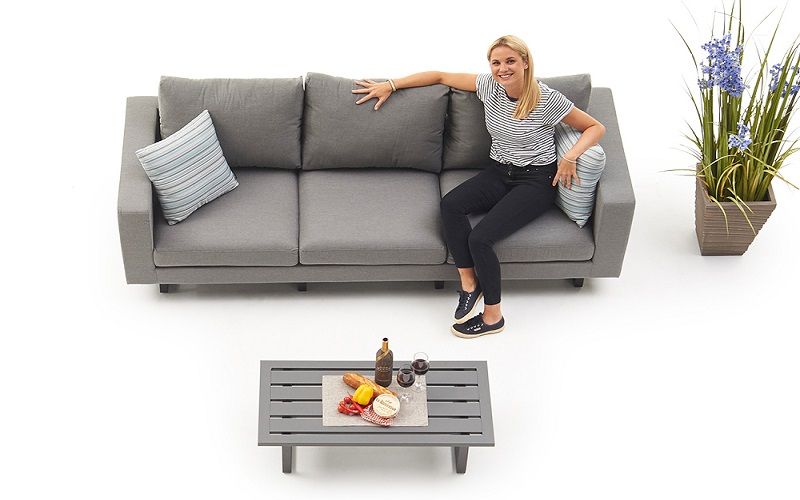 Gartenlounge 3er Capri Sofa grau - Ansicht 6