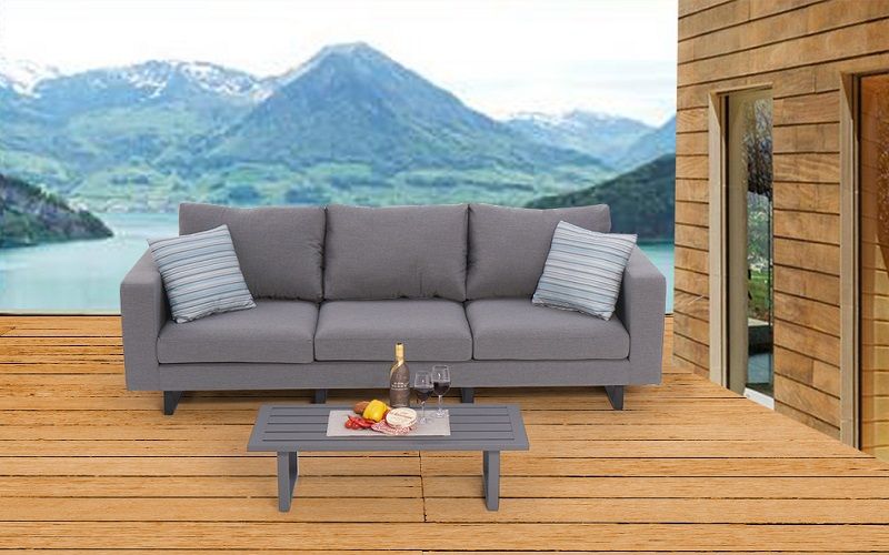 Gartenlounge 3er Capri Sofa grau - Ansicht 9