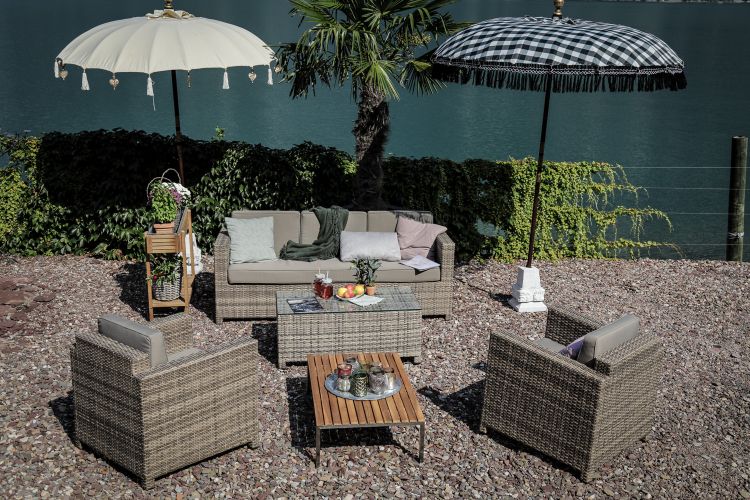 Flaches Rattan Geflecht Luxury 3er Sofa - Ansicht 10