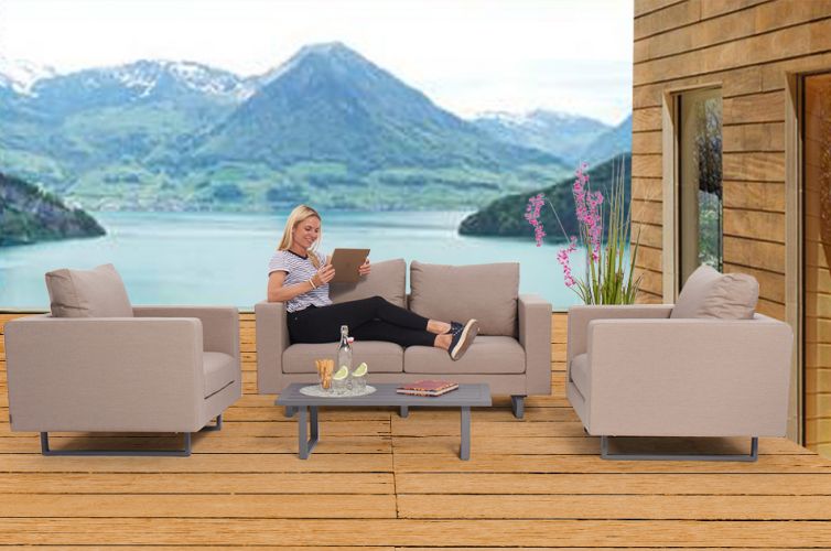 Aussen Allwetter Sofa Set Jersy sandbraun - Ansicht 2