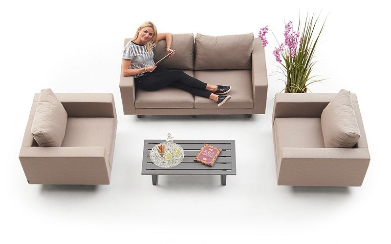 Aussen Allwetter Sofa Set Jersy sandbraun - Ansicht 3