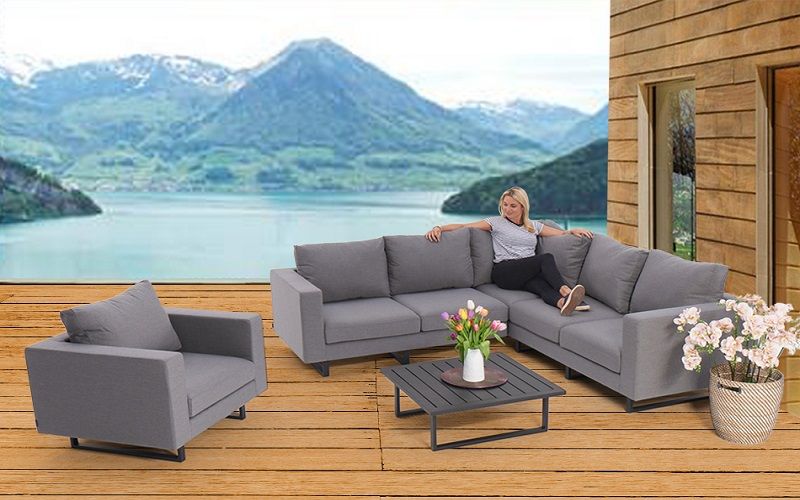Gartenmöbel Stoff Melody Deluxe Lounge grau - Ansicht 2