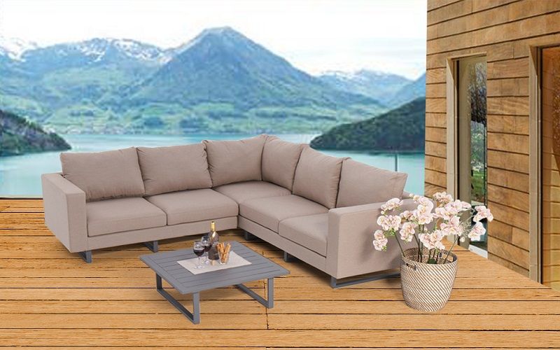 Allwetter Sofas für draussen Melody sandbraun - Ansicht 6