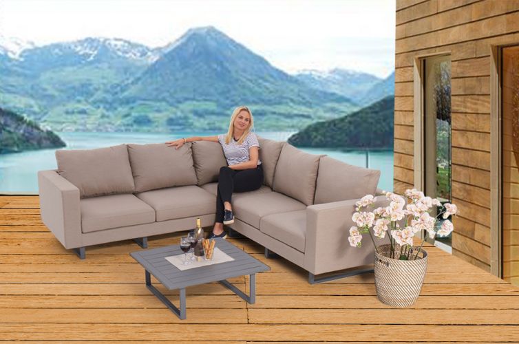 Allwetter Sofas für draussen Melody sandbraun - Ansicht 2