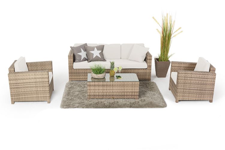 Flaches Rattan Geflecht Luxury 3er Sofa - Ansicht 7