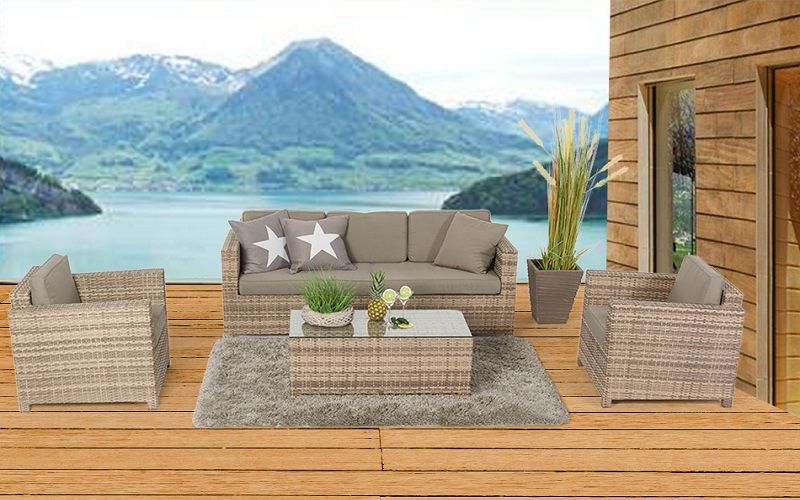 Flaches Rattan Geflecht Luxury 3er Sofa - Ansicht 9