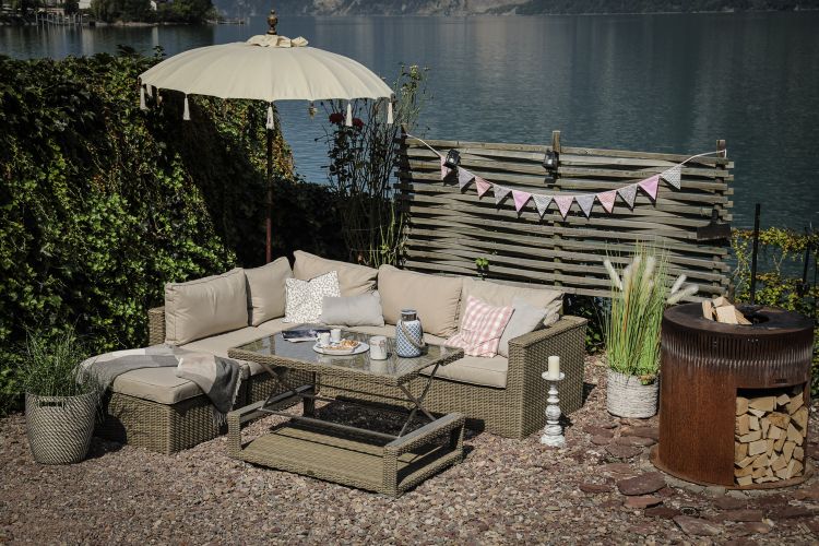 Rattan Lounge Stella Set mit klappbarem Tisch - Ansicht 7