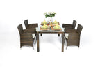 Rattan Gartentisch Set Nairobi 4 Stühle mixbraun