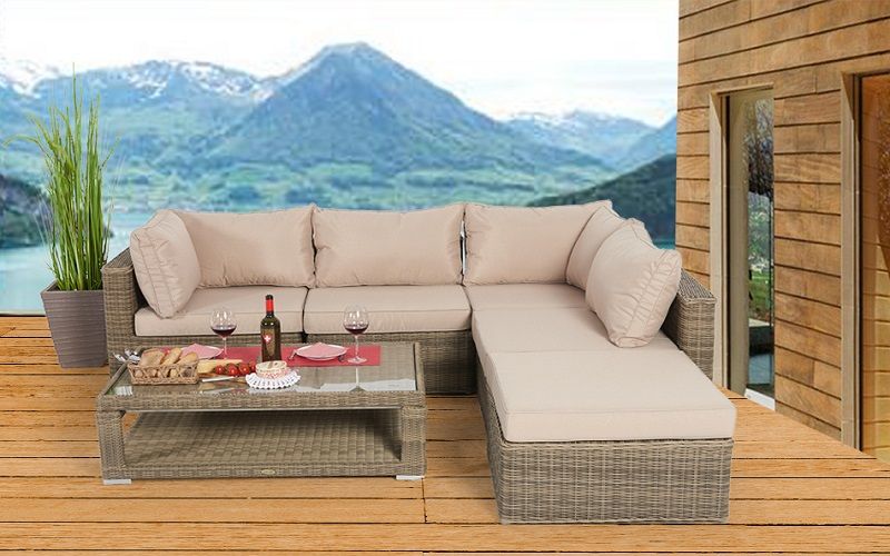 Rattan Lounge Stella Set mit klappbarem Tisch - Ansicht 2