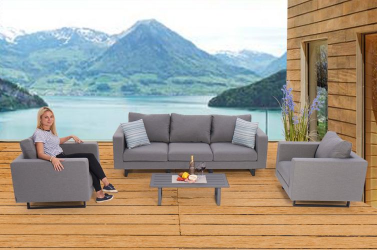 Gartenmöbel Wellington Gartenlounge Set grau - Ansicht 5