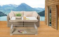 Rattan Lounge rundes Geflecht Brandy