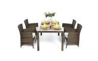 Rattan Gartentisch Set Nairobi 4 Stühle mixbraun