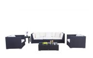 Rattan Lounge Set Cabana schwarz