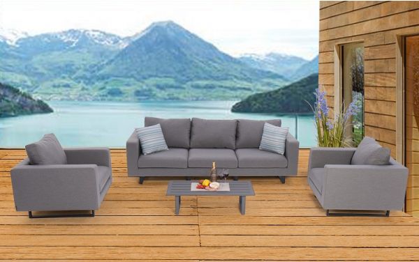 Gartenmöbel Wellington Gartenlounge Set grau
