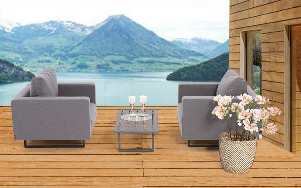 Lounge Set Bora Outdoor Sessel grau