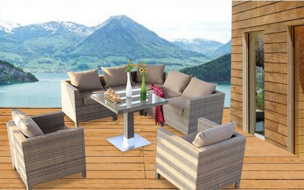 Lounge Dining Pandora flaches Rattangeflecht