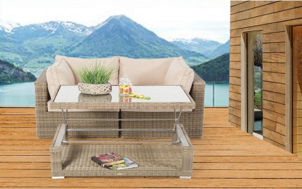 Rattan Lounge rundes Geflecht Brandy