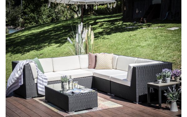 Rattan Loungeset Shangrila schwarz